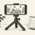 パチンコ店で撮影ok|個人の許可申請方法と店舗の探し方【2026年最新】 スマートフォン用三脚と撮影チェックリストの線画